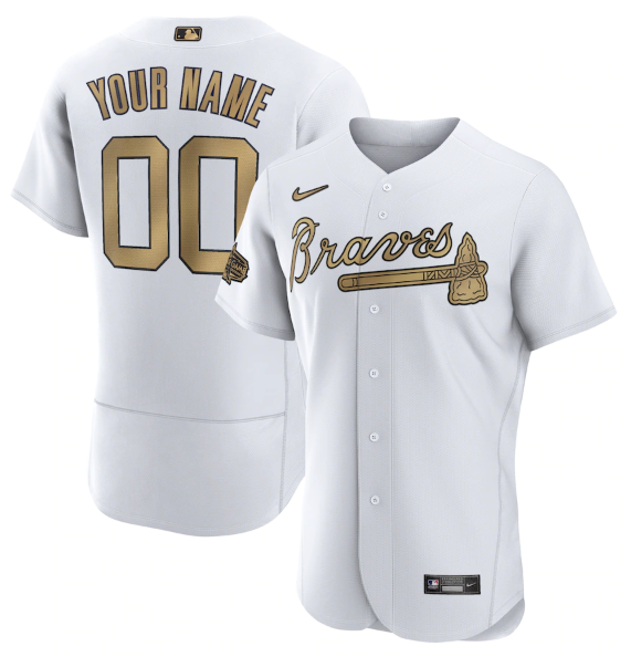Men's Atlanta Braves Active Player Custom 2022 All-Star White Flex Base Stitched MLB Jersey Men's Atlanta Braves Active Player Custom 2022 All-Star White Flex Base Stitched MLB Jersey